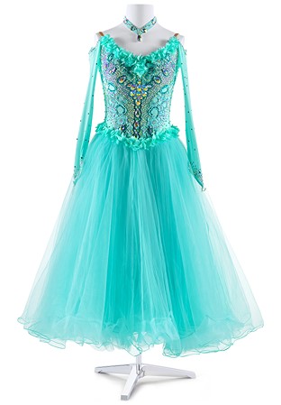 Aqua Princess Ballroom Performance Gown A5385