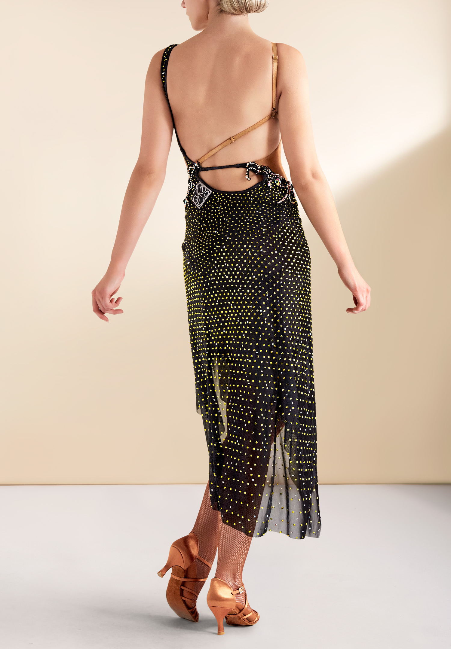 Asymmetric Crystal Cutout Latin Dress PC-LWLDR-012