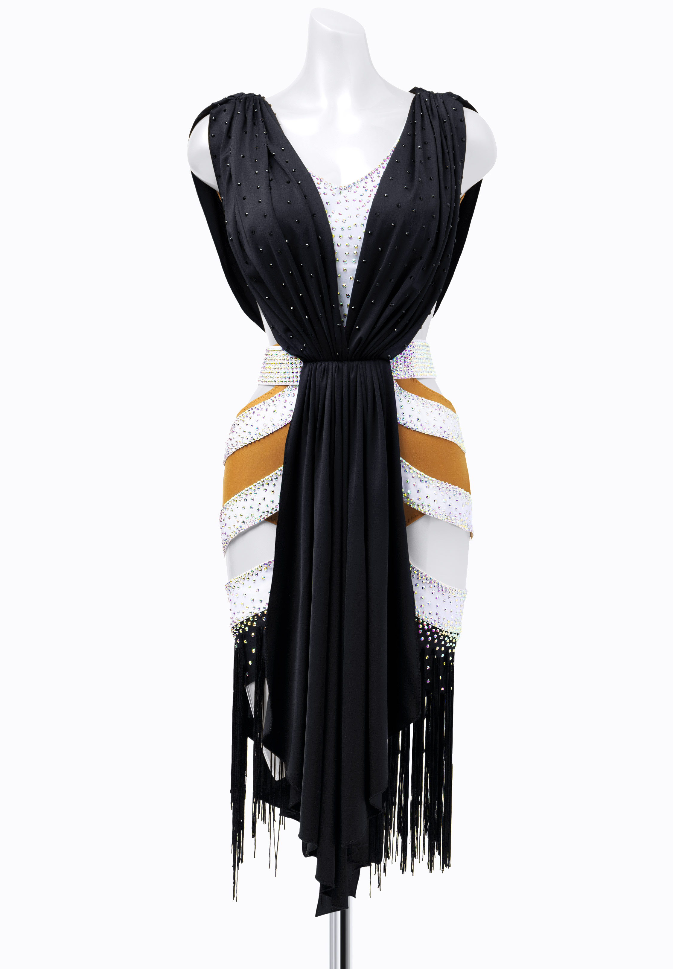 Asymmetric Cutout Ruched Scarf Latin Competition Dress VN-L5241