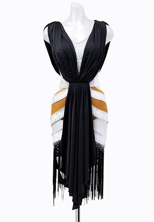 Asymmetric Cutout Ruched Scarf Latin Competition Dress VN-L5241