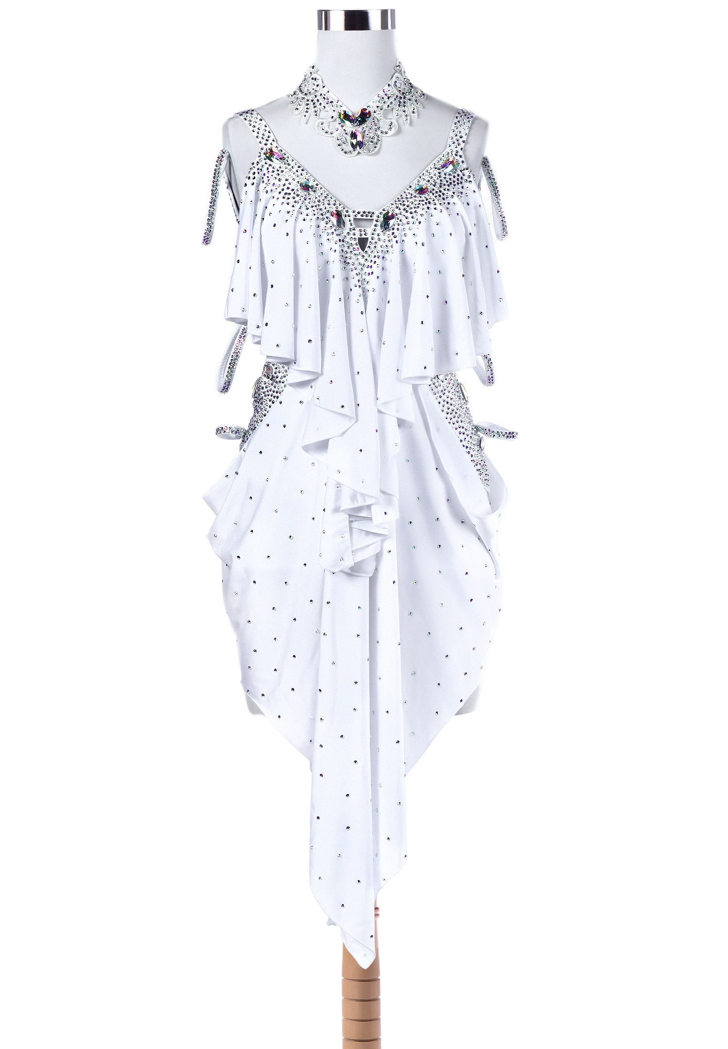 Asymmetric Draped Ruffle Latin Rhythm Competition Dress VN-L5261