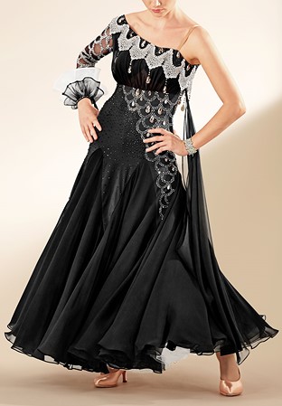 Asymmetric Frill Mermaid Ballroom Dress PCWB19061