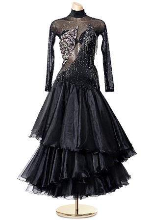 Asymmetric High Neck Tiered Ballroom Dress PCWB190411