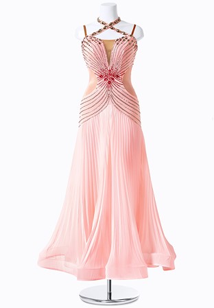 Blushing Rose Flowy Pleated Long Dance Gown MFB0079