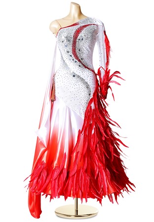 Burning Flame Feather Ballroom Costume PCWB19113