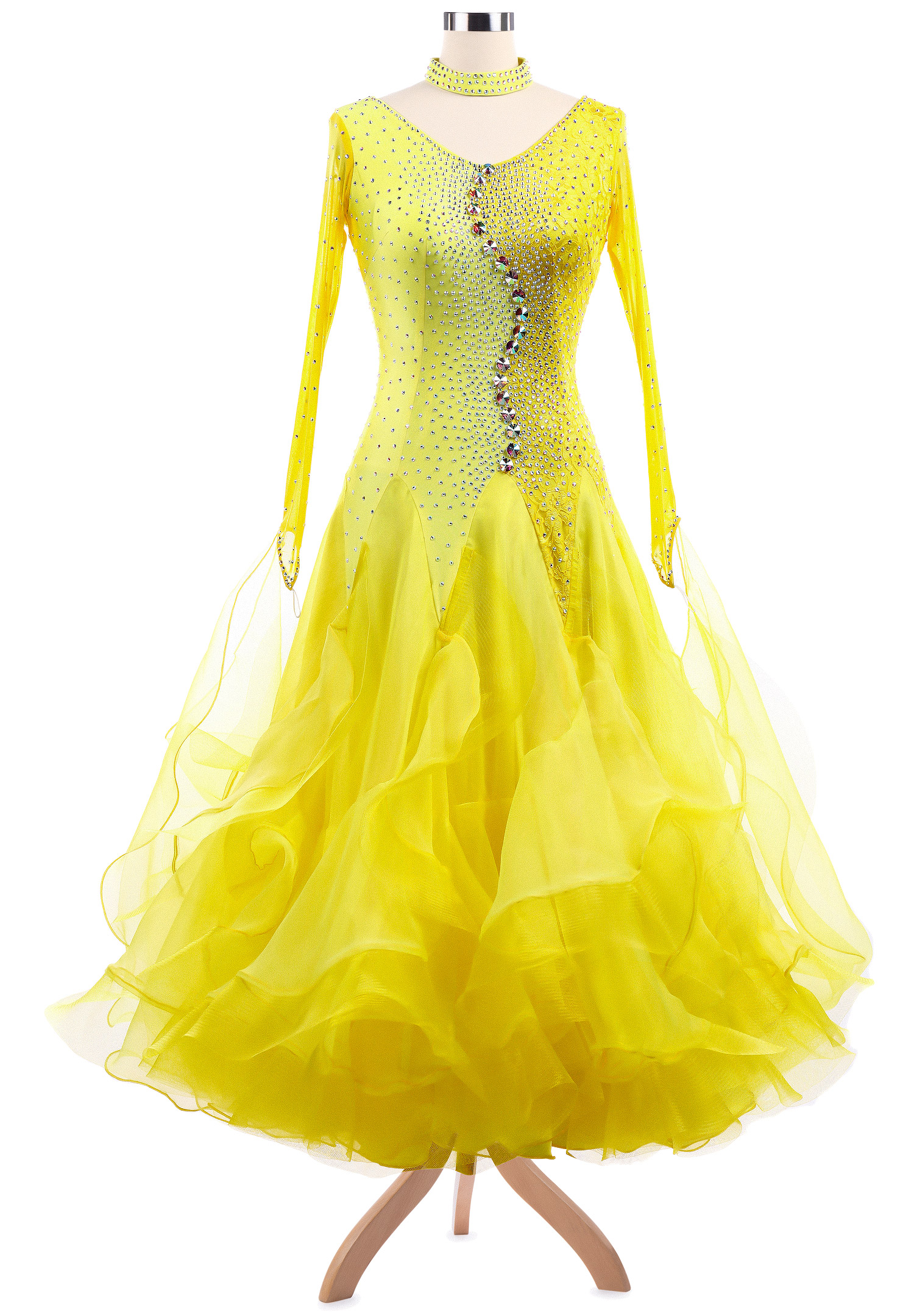 Captivating Strip Motif Puffy Ballroom Competition Dress VN-A5215