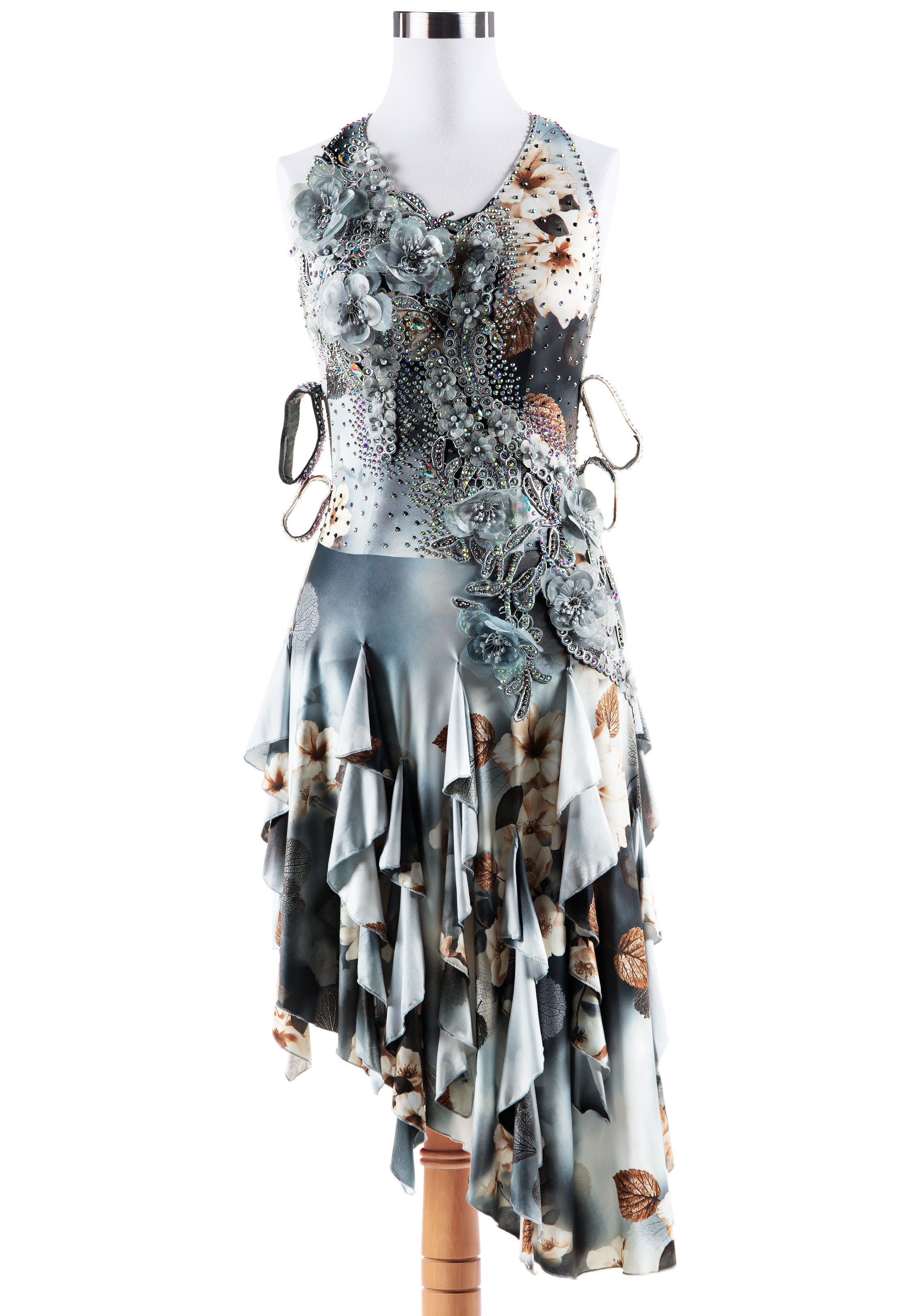 Charming Flower Frilled Halter Latin Dress VN-L5333