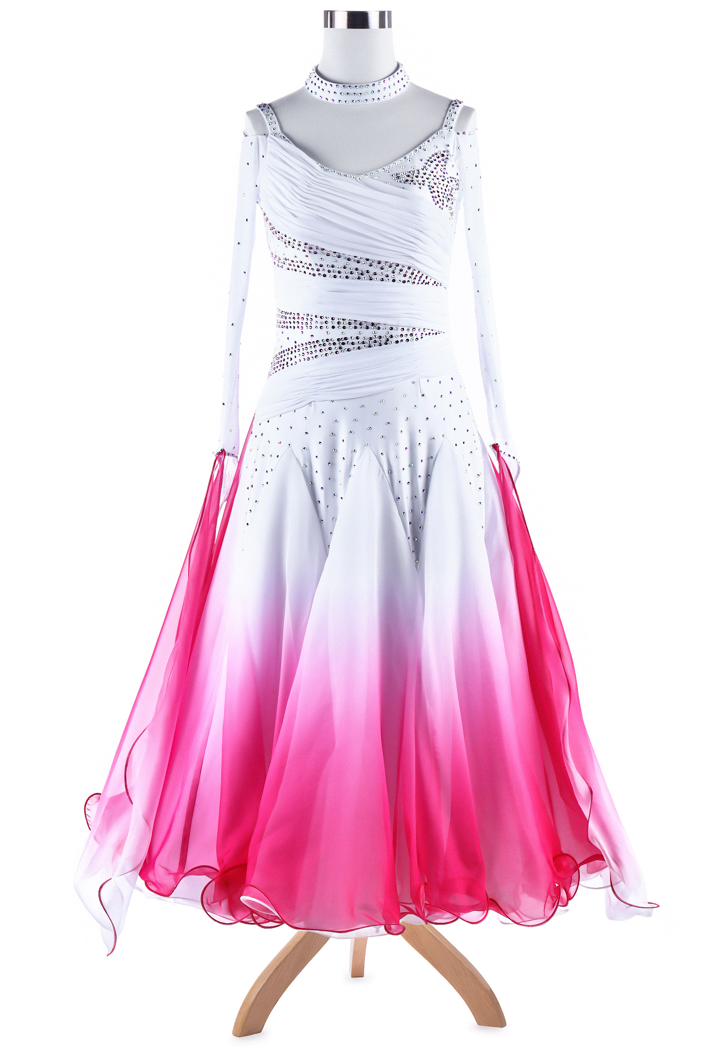 Charming Ruched Ombre Ballroom Dance Competition Dress VN-A5284