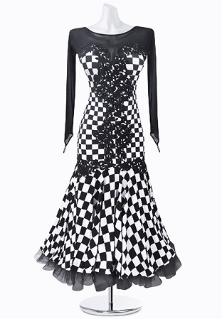 Checkered Applique Ballroom Gown AMB3322