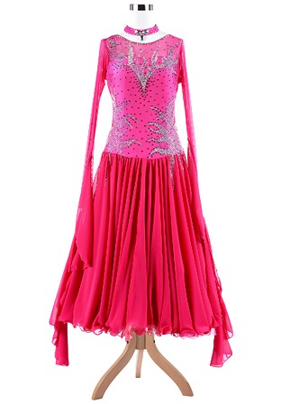 Coral Reef Motif Ruffled Ballroom Dance Competition Dress A5306