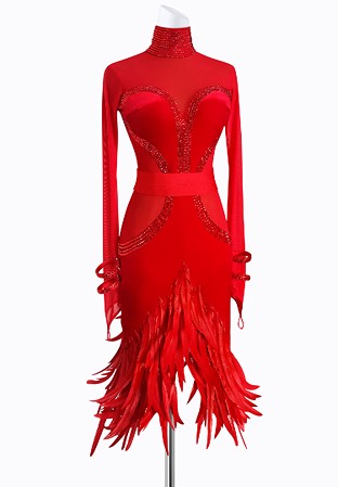 Crimson Feather Latin Dress AM-L3511