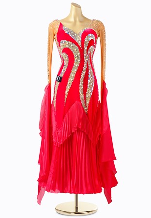 Crimson Pleats Ballroom Gown ADS2923