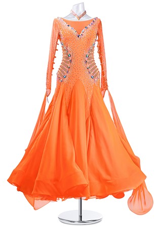 Crystal Carved Waistline Ballroom Smooth Gown MQB234