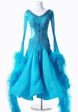 Crystal Crossing Long Ballroom Dress MFB0091
