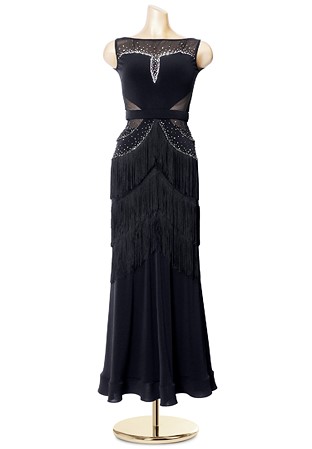 Crystal Cut Out Fringed Dance Dress PCED19051