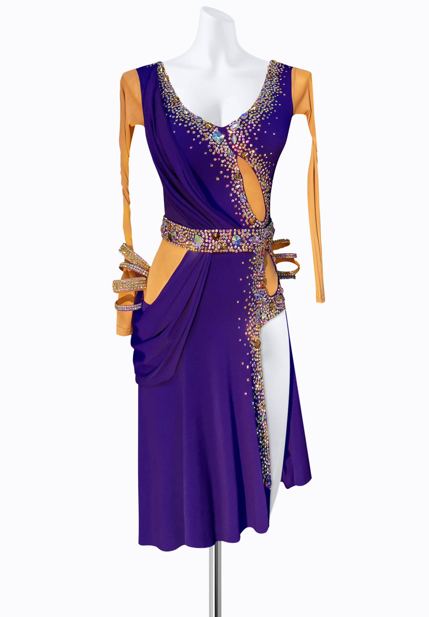 Crystal Cut Out Latin Dress AM-L3308