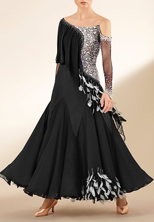 Crystal Delicate Feather Smooth Dance Gown PCWB19066