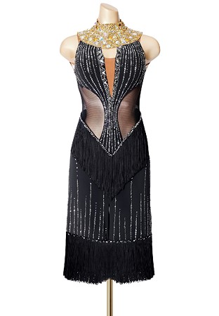 Crystal High Collar Latin Dress PCWL19006
