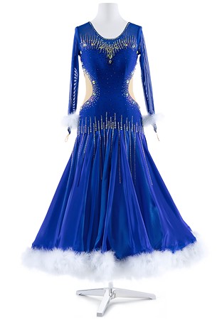 Crystal Iceberg Feather Ballroom Gown A5396