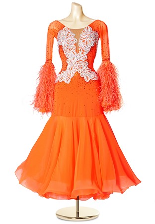 Crystal Leaf Feather Ballroom Dress PCWB19145