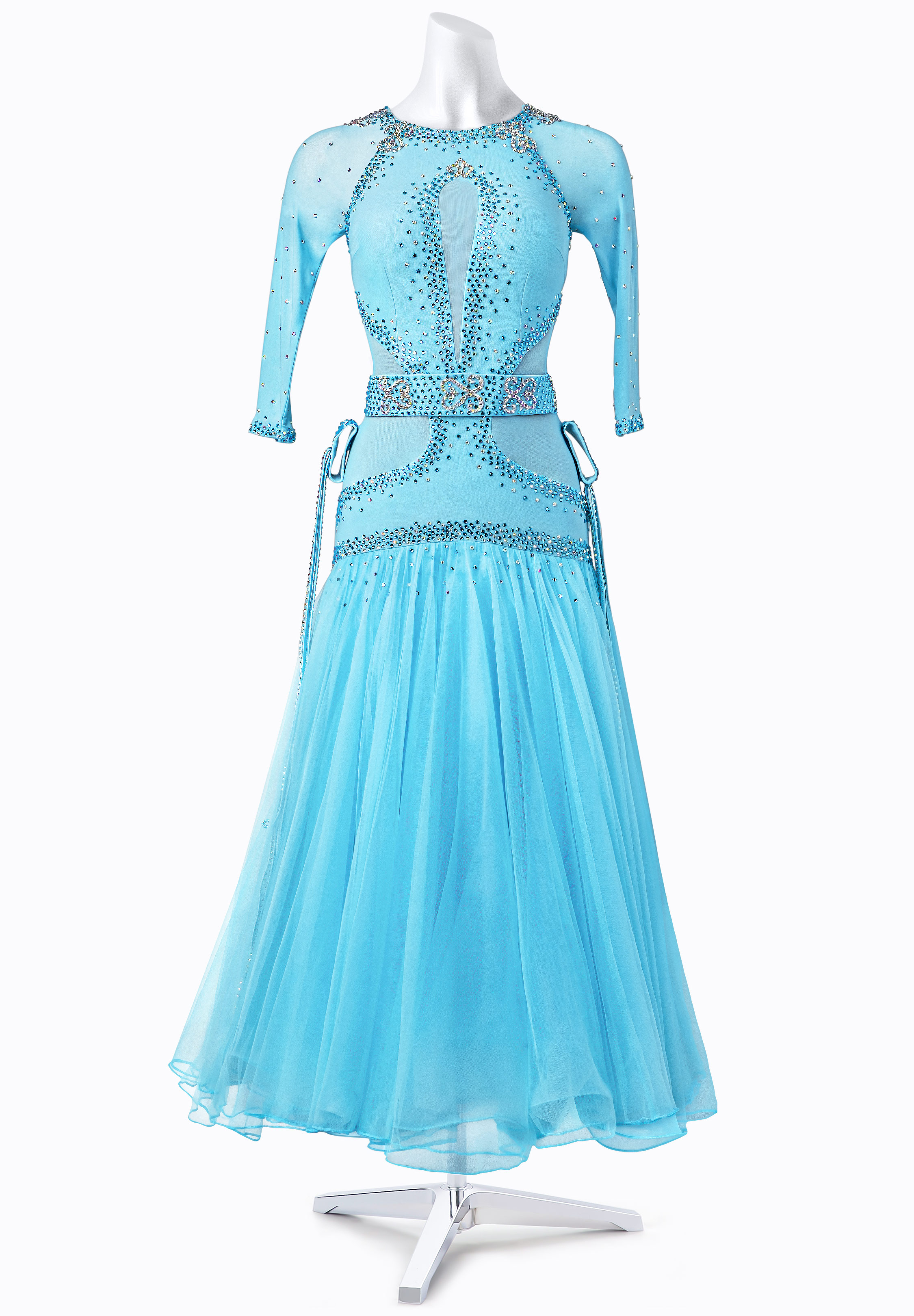 Crystal Motif Scattered Puffy Ballroom Smooth Competition Dress VN-A5317