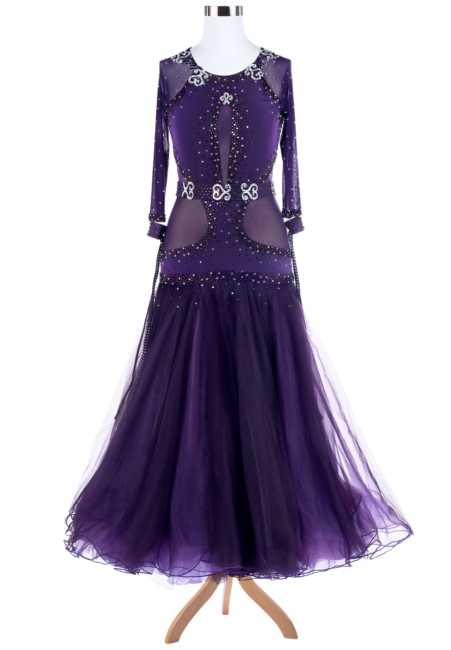 Crystal Motif Scattered Puffy Ballroom Smooth Competition Dress VN-A5317