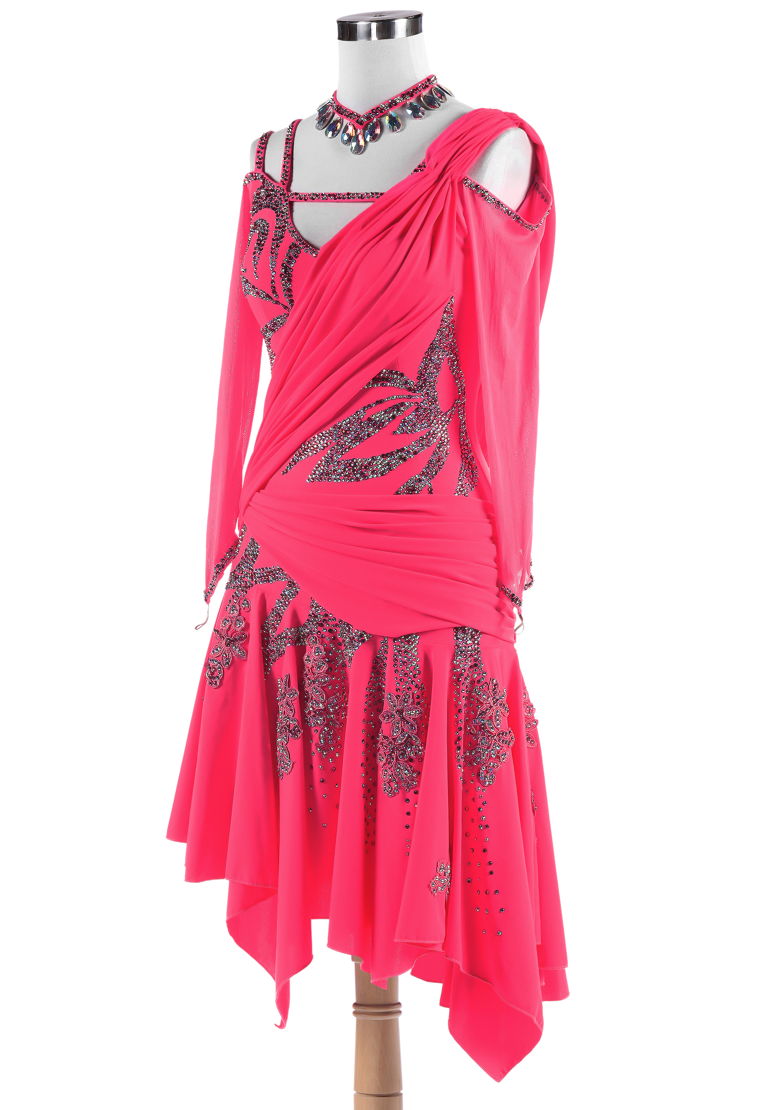 Crystal Oblique Shoulder Latin Competition Dress L5292 Latin Rhythm