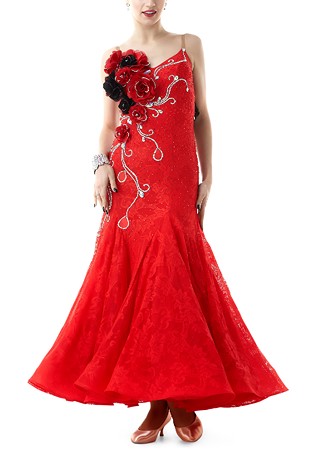 Crystal Rose Lace Ballroom Dance Gown PCWB18033