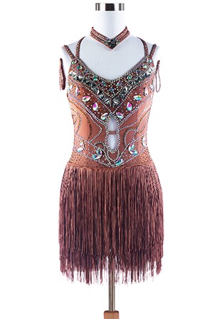 Crystal Strap Fringed Latin Competition Dress VN-L5299