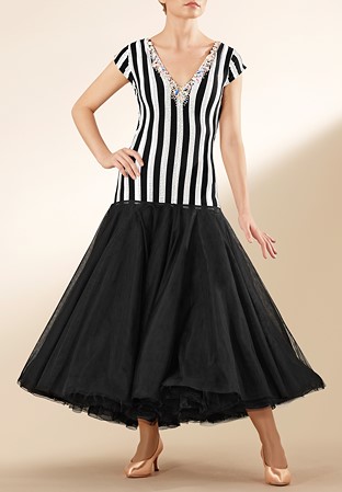 Crystal Stripped Mermaid Ballroom Dance Gown PCWB190011