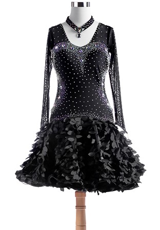 Crystal Sweetheart Motif Leafy Latin Dance Competition Dress VN-L5258