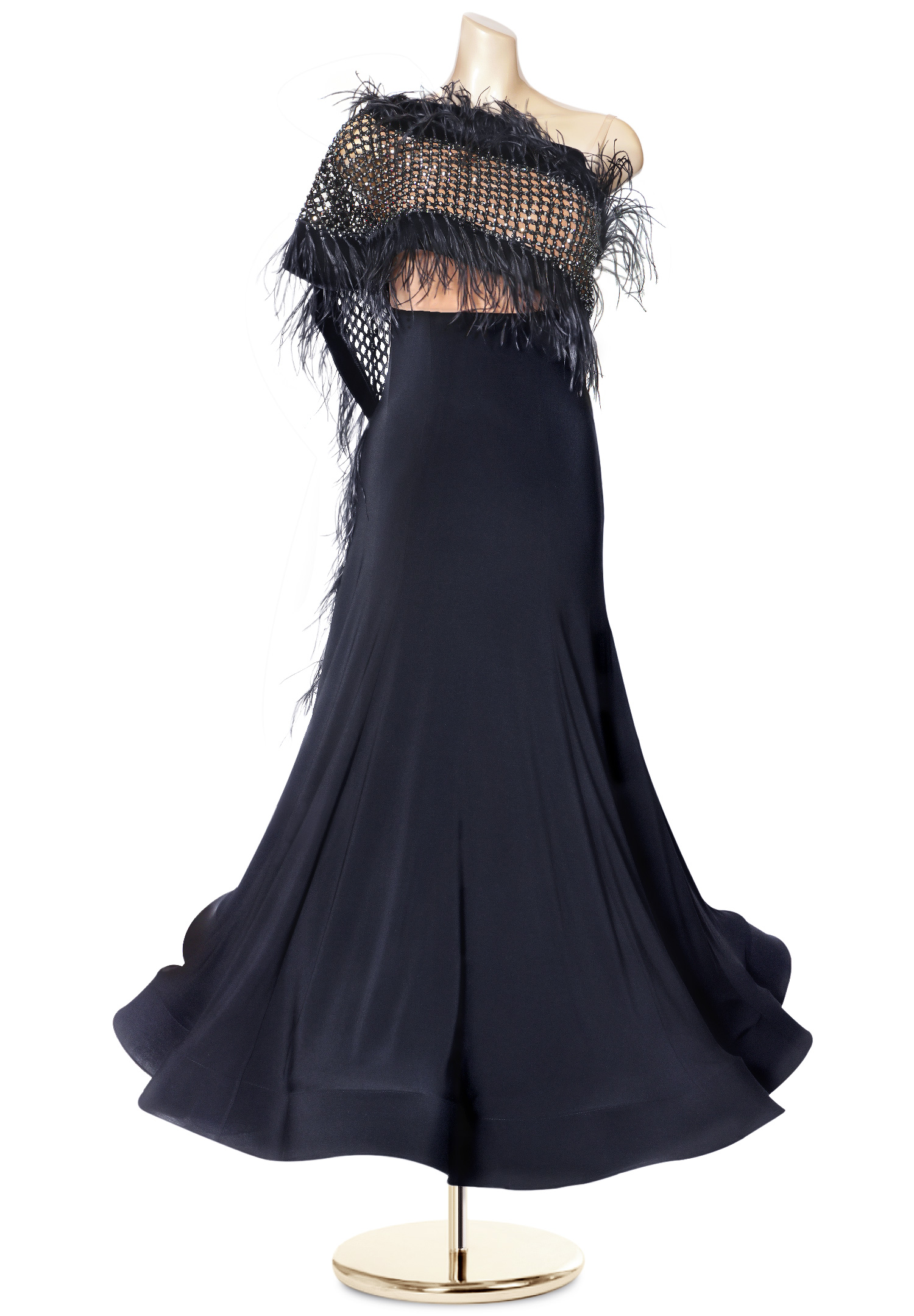 Crystal Wrap Feathered Ballroom Gown PC-WB19032