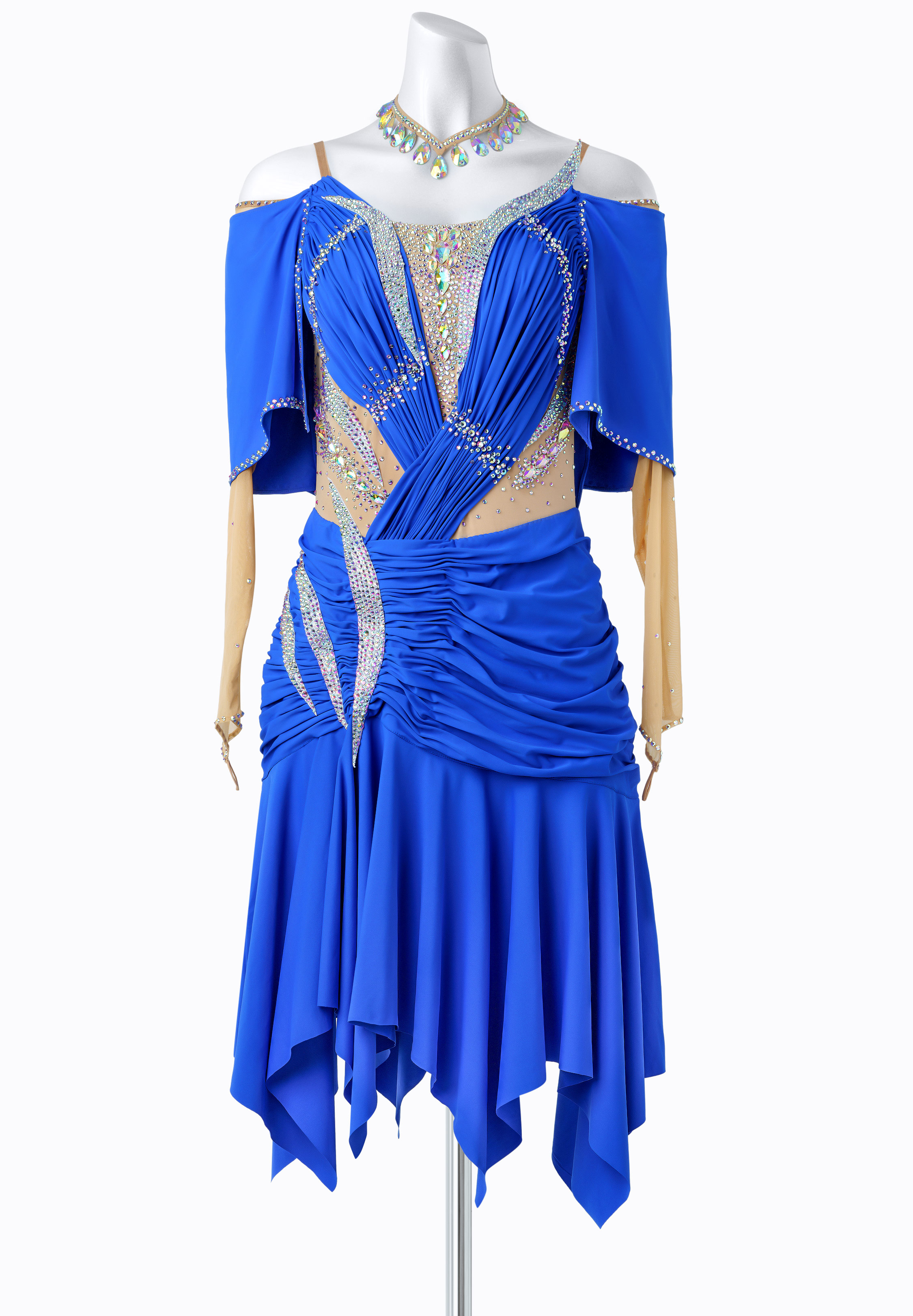 Crystallized Draped Back Latin Dance Dress VN-L5295