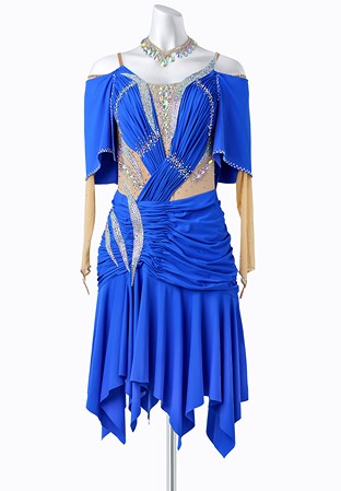 Crystallized Draped Back Latin Dance Dress L5295