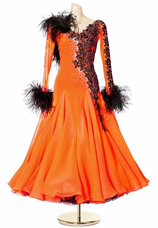 Crystallized Flower Feathered Ballroom Gown PCWB19007