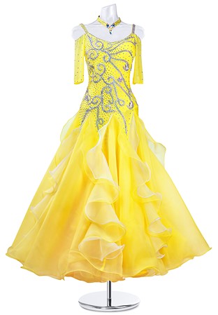 Crystallized Frilly Decor Ballroom Dress MQB185