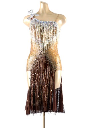 Daring Crystal Waterfall Latin Performance Dress PC-WL18006