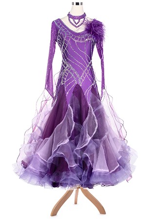 Dazzling Ladder-like Puffy Ballroom Dance Competition Dress VN-A5191