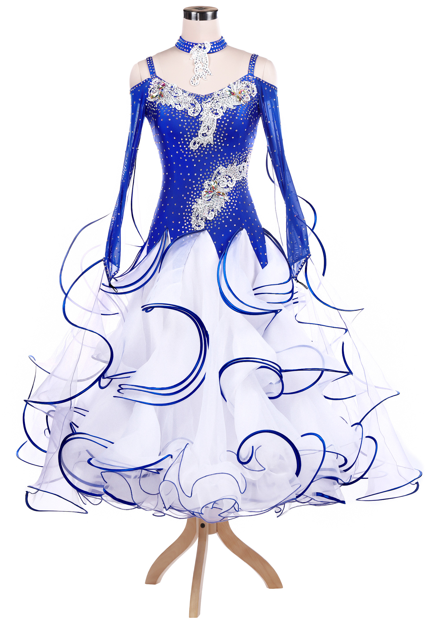 Delicate Applique Ruffled Ballroom Dance Competition Dress VN-A5246