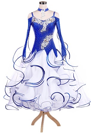 Delicate Applique Ruffled Ballroom Dance Competition Dress VN-A5246