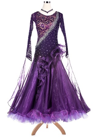 Delicate Floral Lace Fluffy Ballroom Competition Dress VN-A5185