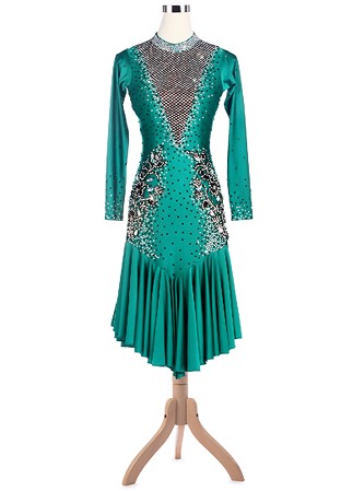 Demure Crystal V Panel Latin Dance Competition Dress L5202