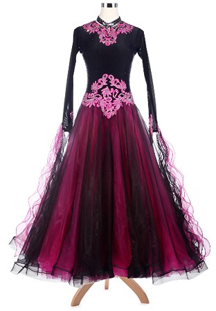 Dramatic Appliqued Ballroom Dance Competition Dress VN-A5188