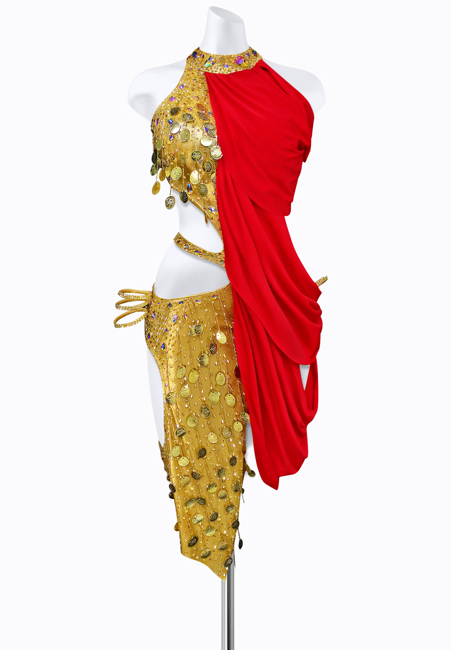 Draped Coin Latin Dress AM-L3512