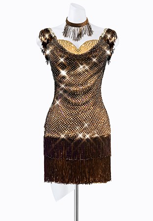 Draped Crystal Latin Dress PR-L215009
