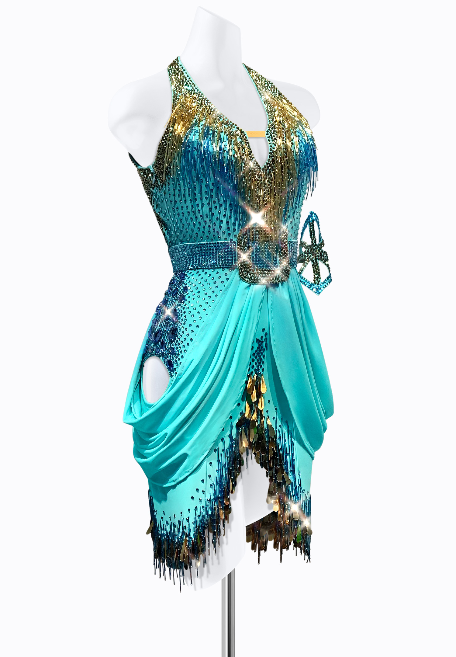Draped Lagoon Latin Dress PR-L215108