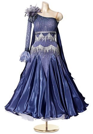 Dreamy Feather Flower Single Shoulder Dance Gown PCWB19004