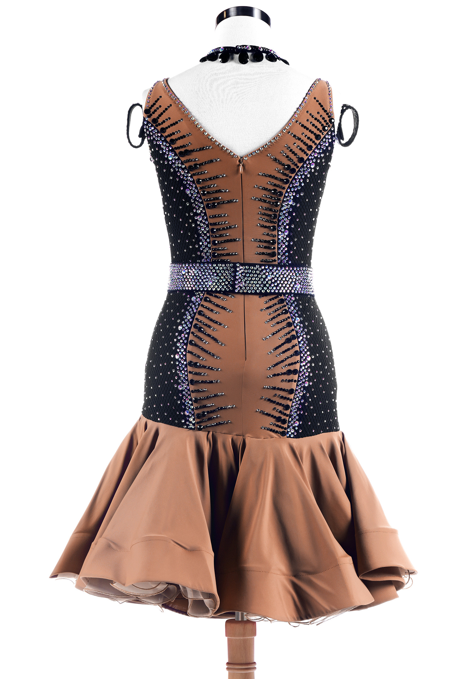 Duel Pattern Crystal Latin Competition Dress L5294
