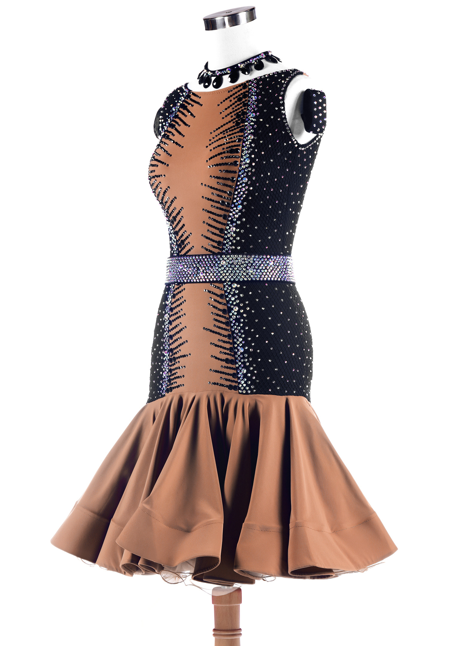 Duel Pattern Crystal Latin Competition Dress L5294