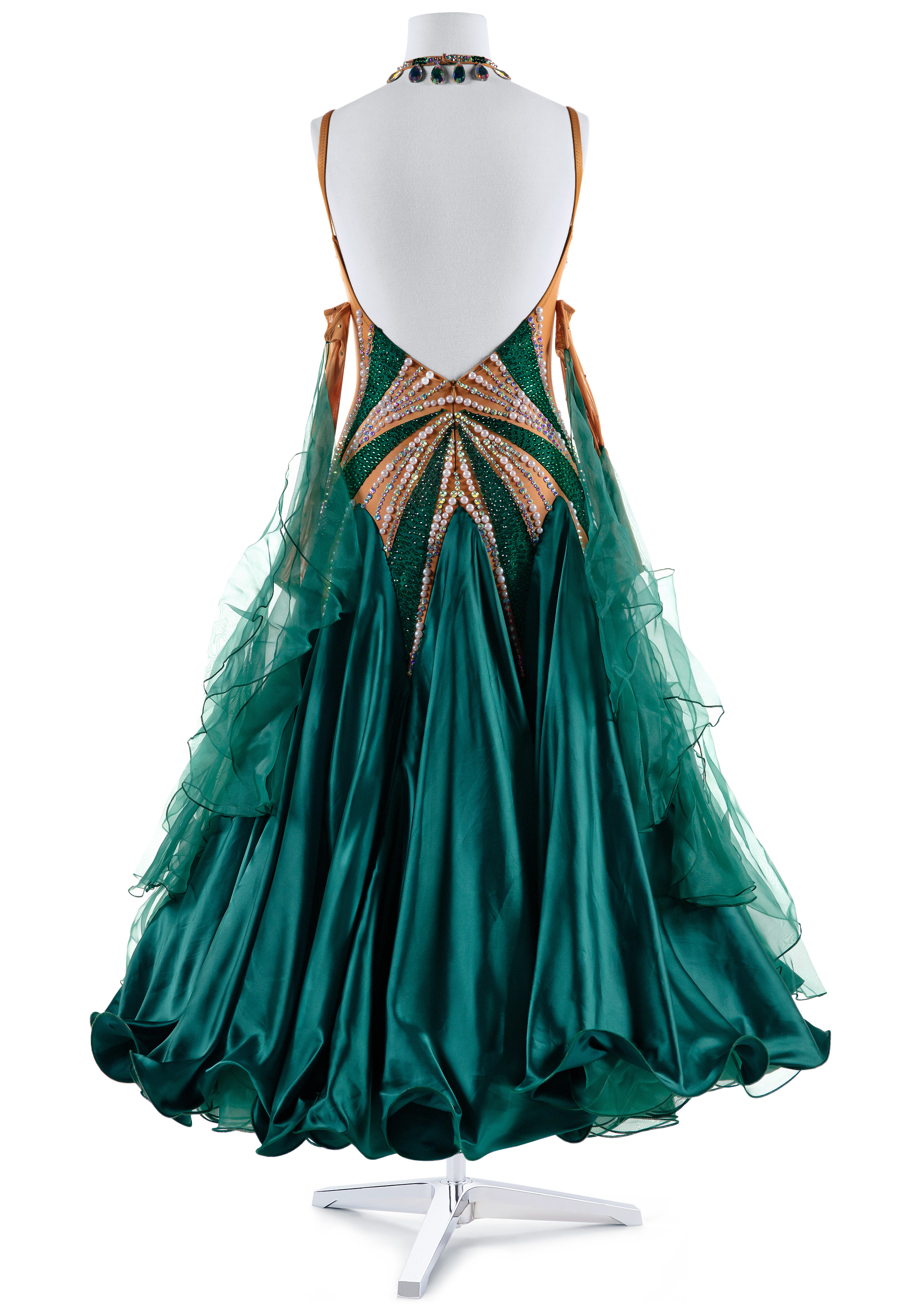 Elegant Bejeweled Smooth Ballroom Dress 